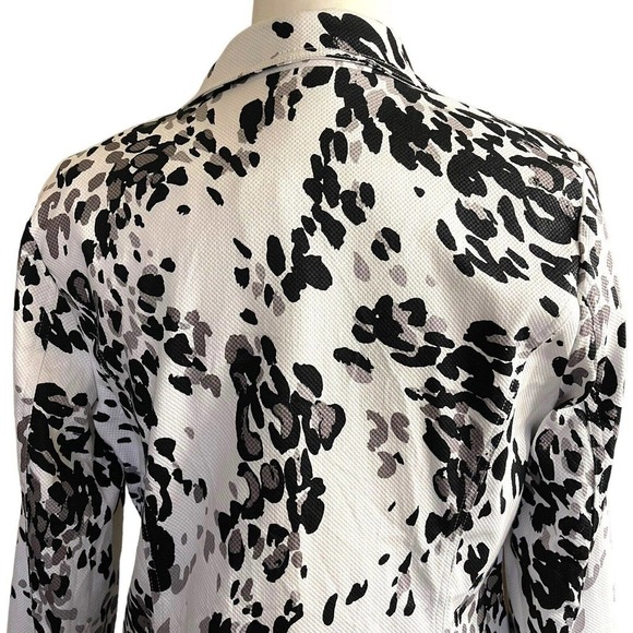 Laura Ashley Blazer Jacket size Petite Medium Animal Print Black White EUC - Picture 5 of 10